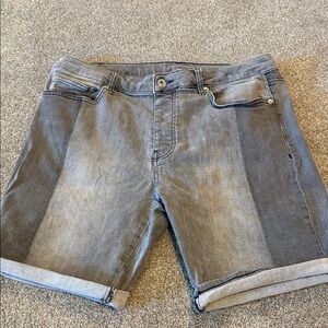 Topman Gray Washed Denim Jean Shorts